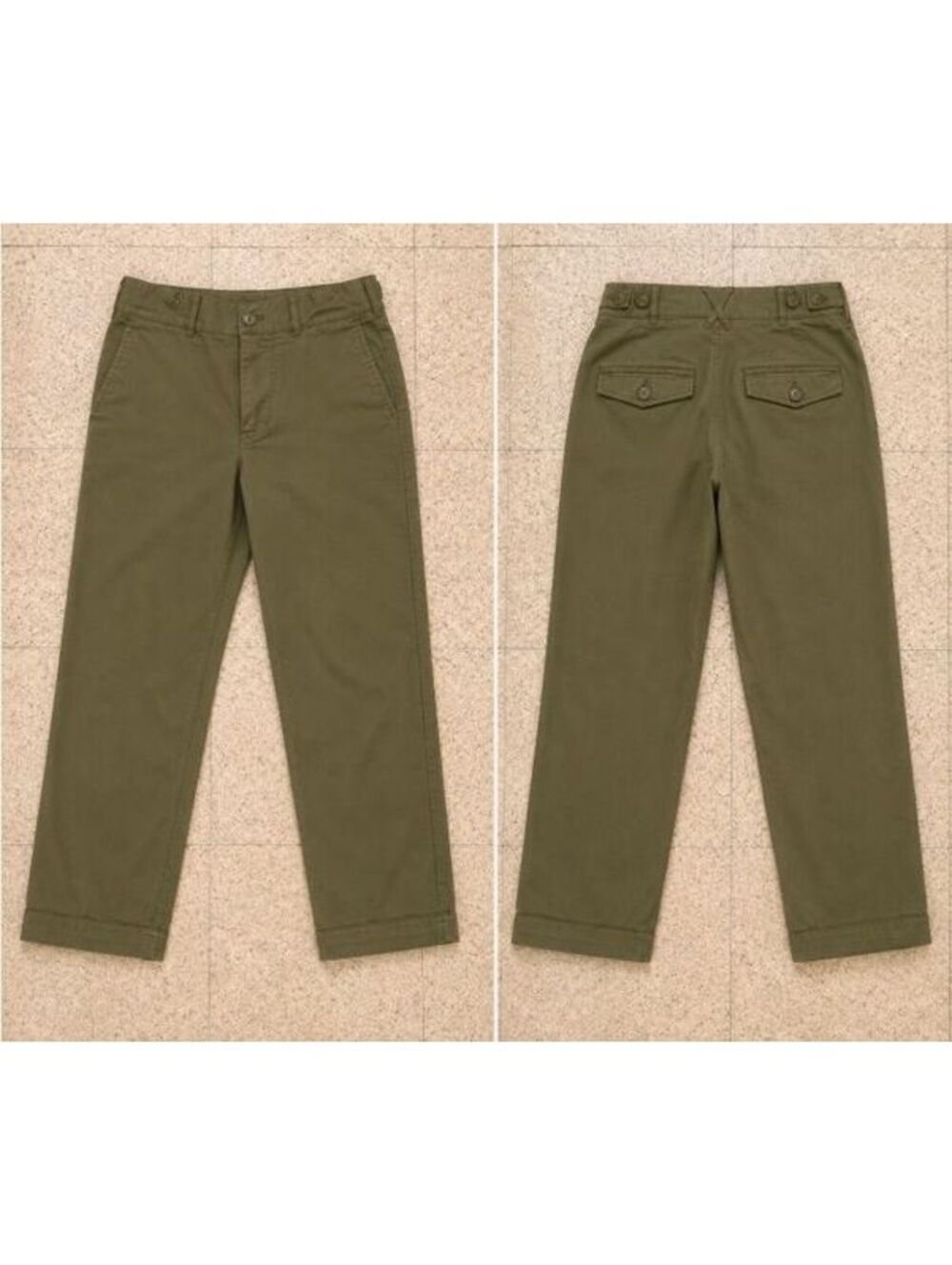 Alex Mill Chino Pants Women's 0 W26 L27 Army Green Straight Leg Stretch Workwear